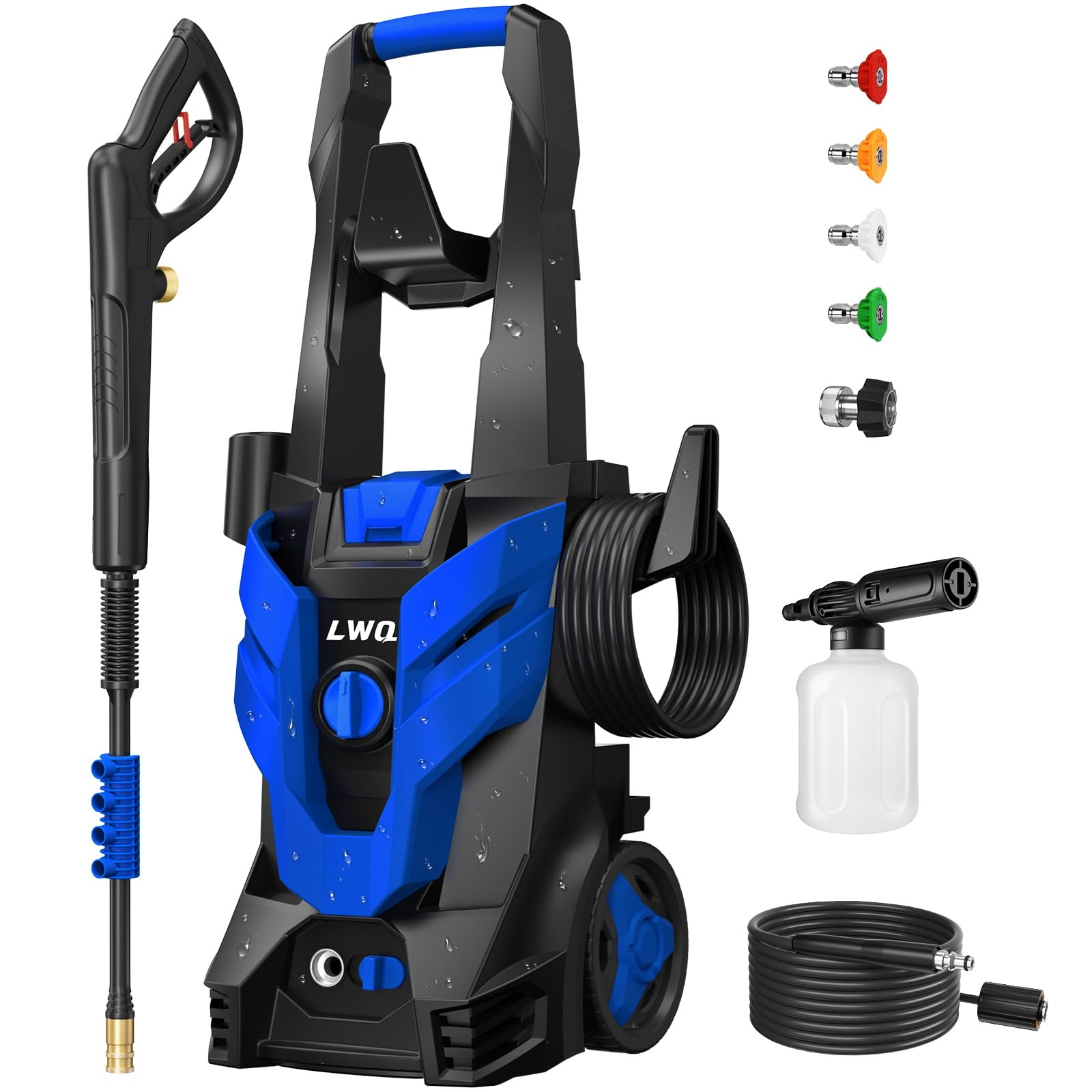 Photo 1 of ***UNABLE TO TEST***Pressure Washer, Power Washer with 4 Quick Connect Nozzles 1 Foam Cannon, High Pressure Cleaning Machine for Cars/Fences/Driveways/Patios/Farms/Home Cleaning(Light Blue)
