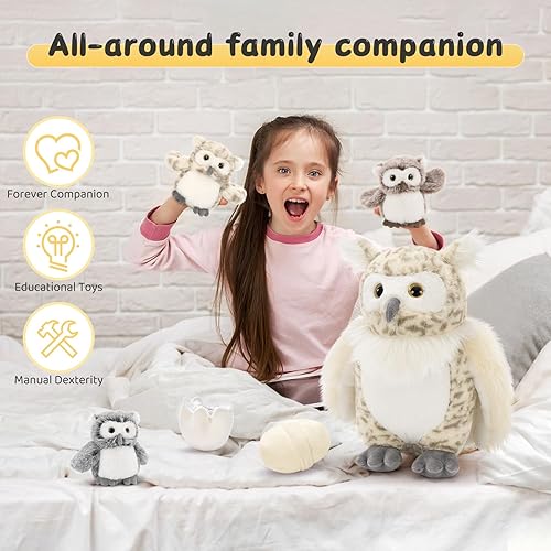 Vista 25 de MorisMos Juego de 7 animales de peluche de dragón verde, juguete de peluche de 21 pulgadas con 4 dragones bebé y 2 huevos en el interior, juguete