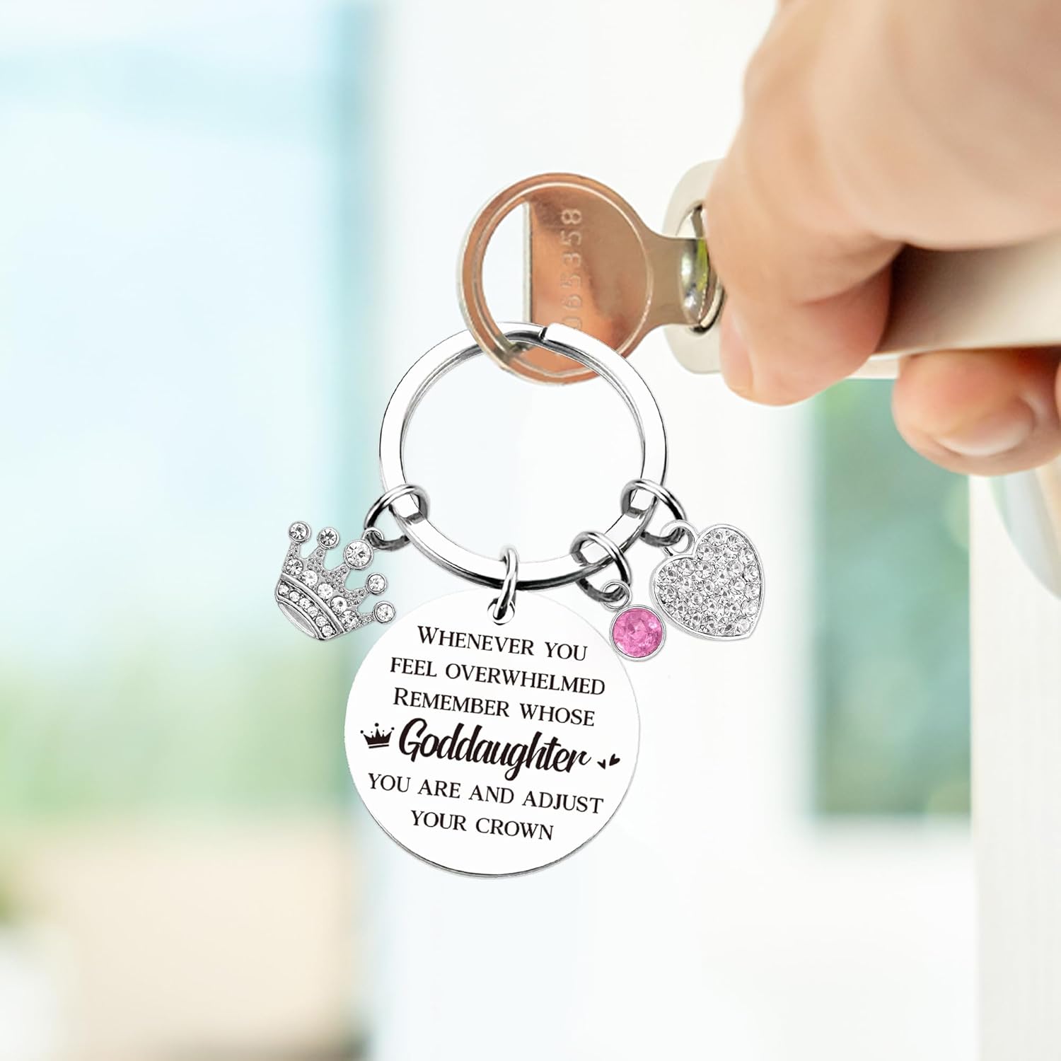 Goddaughter Keychain Gifts from Godmother - Ideas Birthday Graduation Present for Girls from Godfather, Inspirational Jewelry for Kids Teen Adults Never Forget That I Love You - Image 5