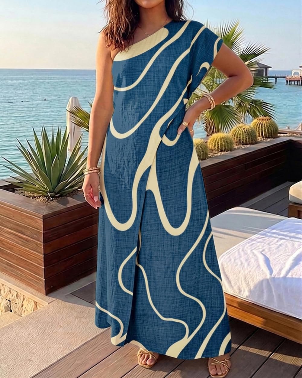 CHICME Maxi Dresses for Women Abstract Print Summer Dress image 5