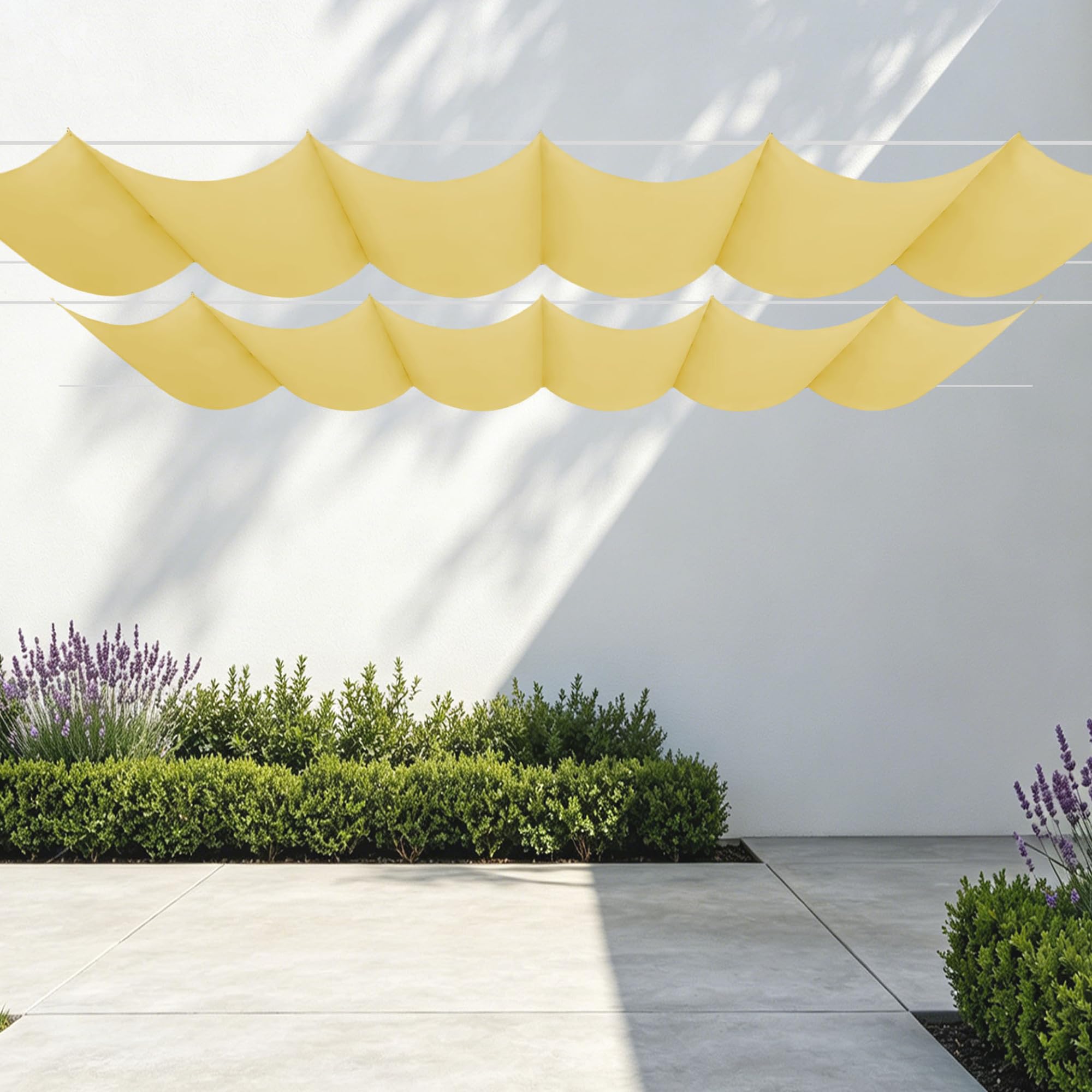 Voile d'ombrage rétractable vague contre chaleur et pluie terrasse