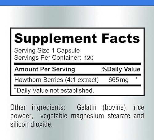 Miniatura 6 de Hawthorn Berry 41 Extracto (120 cápsulas) Apoyo al sistema inmunológico, súper antioxidante, cápsulas de bayas de espino concentradas a partir de