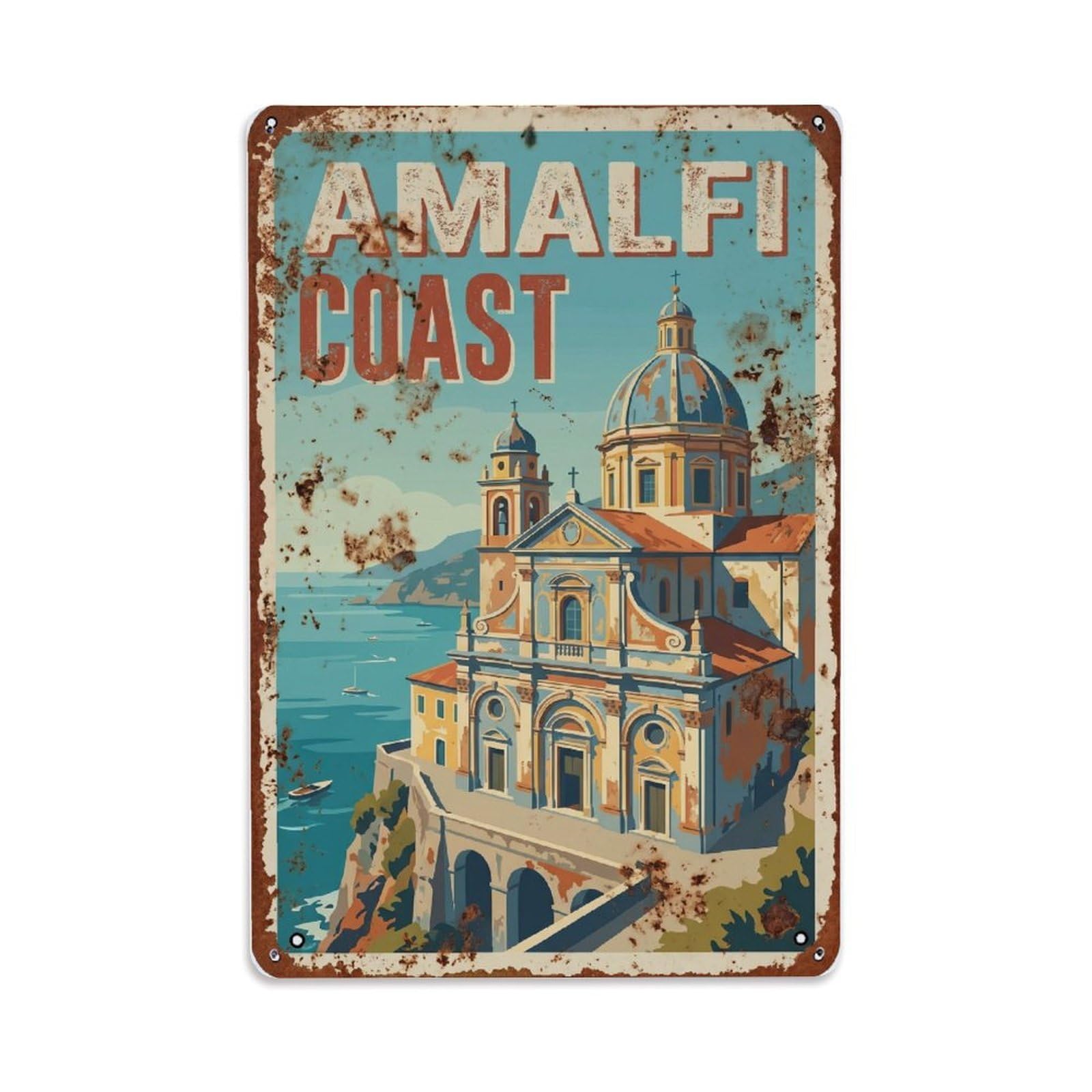 Vintage Travel Basilica Italy Coastal Metal Tin Sign Plaque Wall Decor for Cafe, Club Bar, Office, Home Garden Metal Poster 8x12Inch