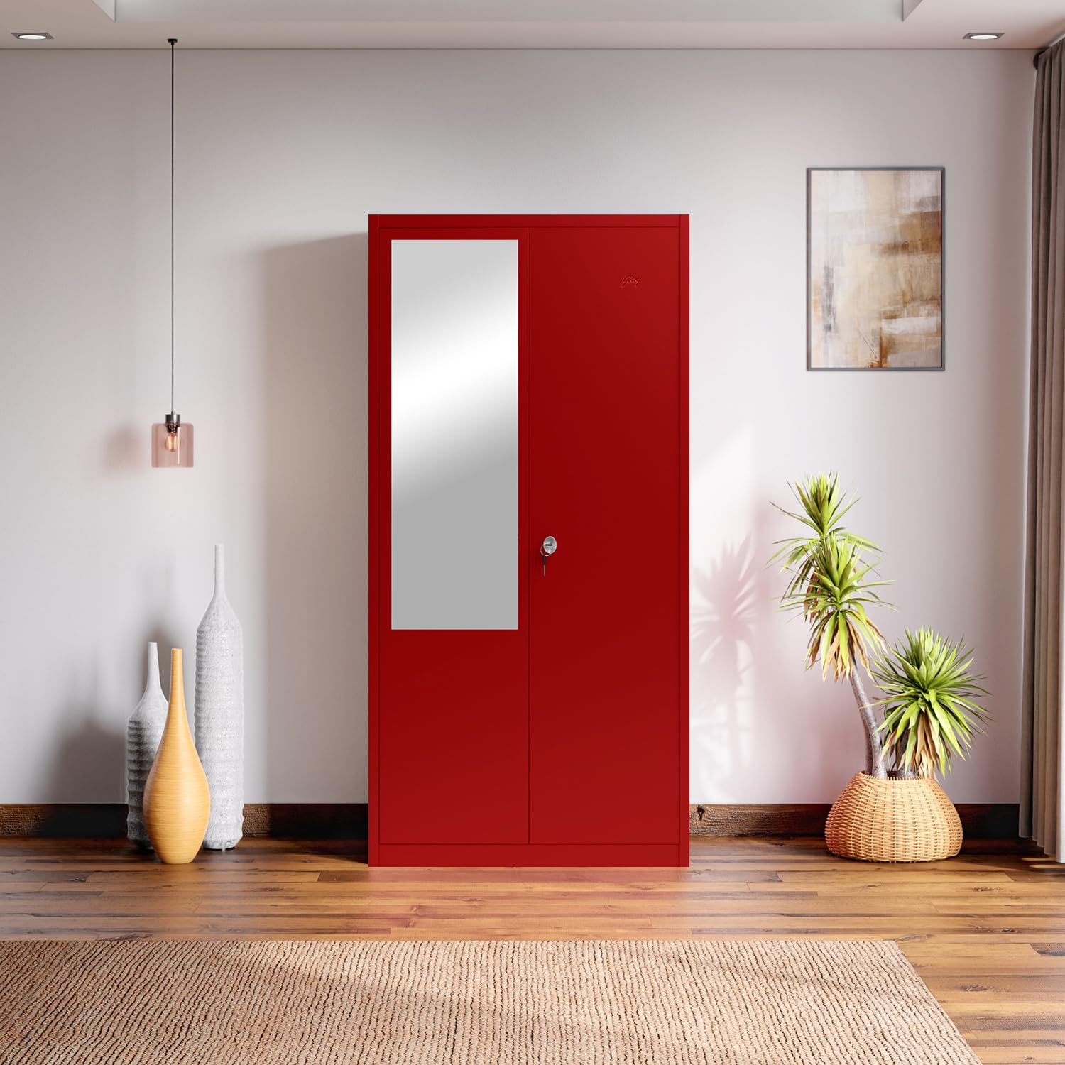 Interio by Godrej Almirah Flynn NX 2-Door with Mirror Steel
