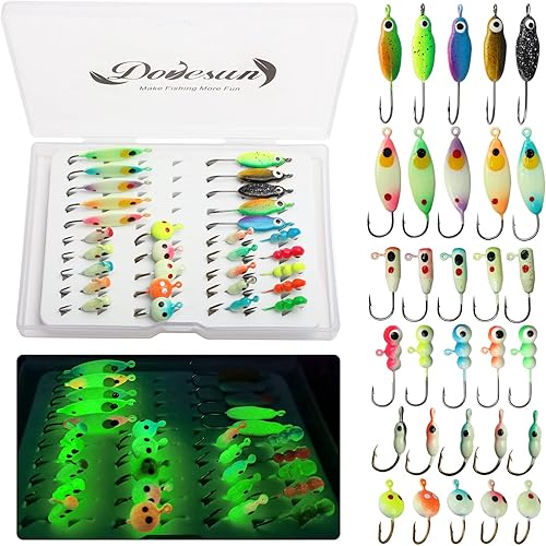 Dovesun Kit de pesca en hielo Plantillas de pesca en hielo Señuelos de pesca Walleye Señuelos de pesca Crappie Jigs 28pcs58pcs34pcs8Pcs