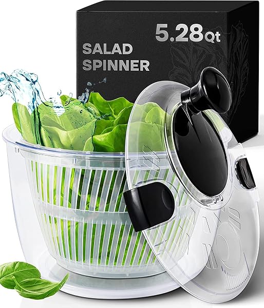 Joined Large Salad Spinner with built-in drainage system