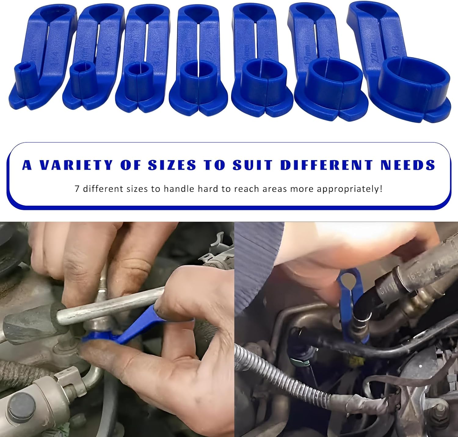 7PCS Fuel Line Disconnect Tools, 1/4 5/16 3/8 1/2 5/8 3/4 7/8 Inch Fuel Filter Removal Tool Replacement, Transmission Oil Cooler Line Quick Disconnect Kit for Most Vehicles