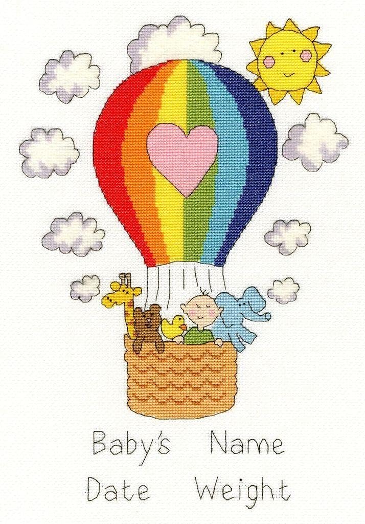 Bothy Threads Cross Stitch Kit - Balloon Baby, Multicoloured, 23x33cm