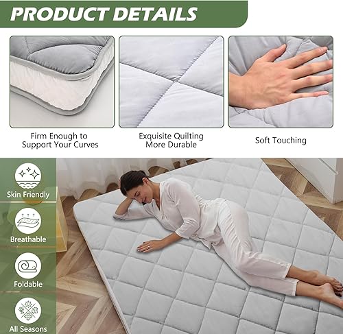 Miniatura 2 de Colchón japonés de suelo futón, cubrecolchón plegable grueso de tatami, colchón enrollable, tapete plegable para dormir, tumbona transpirable,