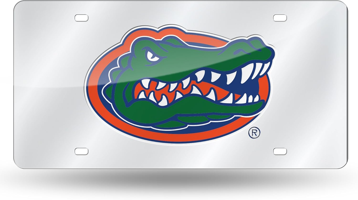 Rico Industries NCAA Florida Gators 12" x 6" Silver Laser Cut Tag For Car/Truck/SUV - Automobile Décor