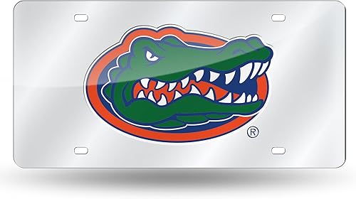 Miniatura 884 de Rico Industries Placa de matrícula de metal con incrustaciones láser de Florida Gators de la NCAA plateado,Alternativo,Negro -,Negro/Plata,Azul,azul