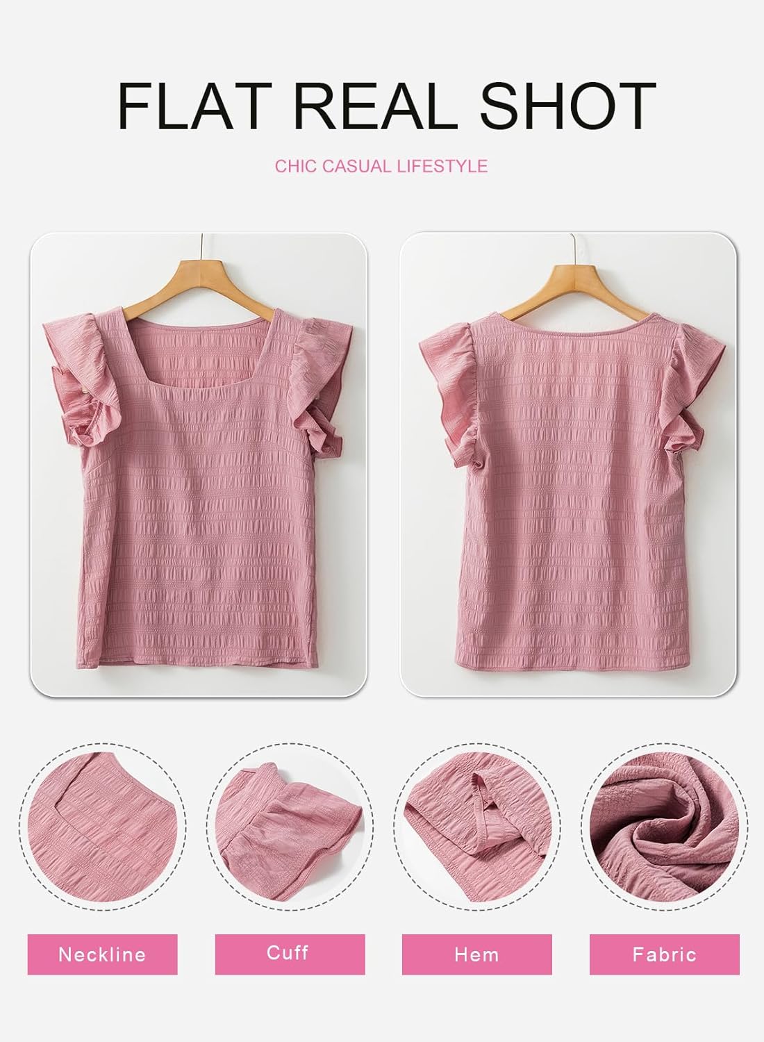 SHEWIN Women's Casual Summer Square Neck Tank Tops Sleeveless Ruffle Chiffon Blouses Top Shirts - Image 5