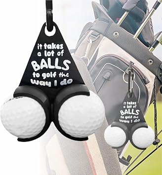 Golf Ball Holder - it take a lot of Balls to Golf The Way I do 3D Funny Printed with 2 Tee Slots, Quick-Draw Release, 1 Pc