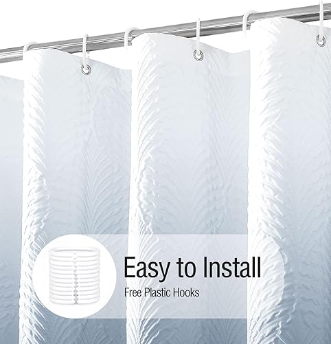 Miniatura 7 de Gibelle Cortina de ducha para baño, cortina de ducha de tela texturizada en relieve 3D, moderno juego de cortina de ducha de tela suave con ganchos,