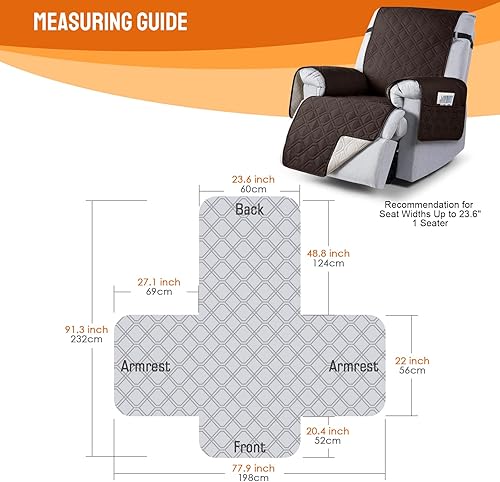 Miniatura 2 de VANSOFY Fundas 100% impermeables para sillas reclinables, funda antideslizante para sillas reclinables, protector de muebles con bolsillo, correas