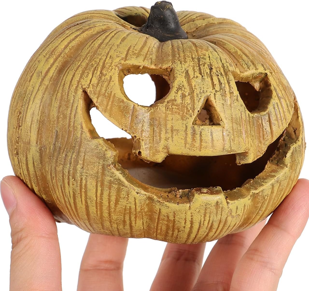 Yardwe Pumpkin Hides Cave - Resin Snake Hideout Cute Reptile Decor for Gecko Turtle Lizard - Ideal Hiding Place for Small Pets in Terrarium