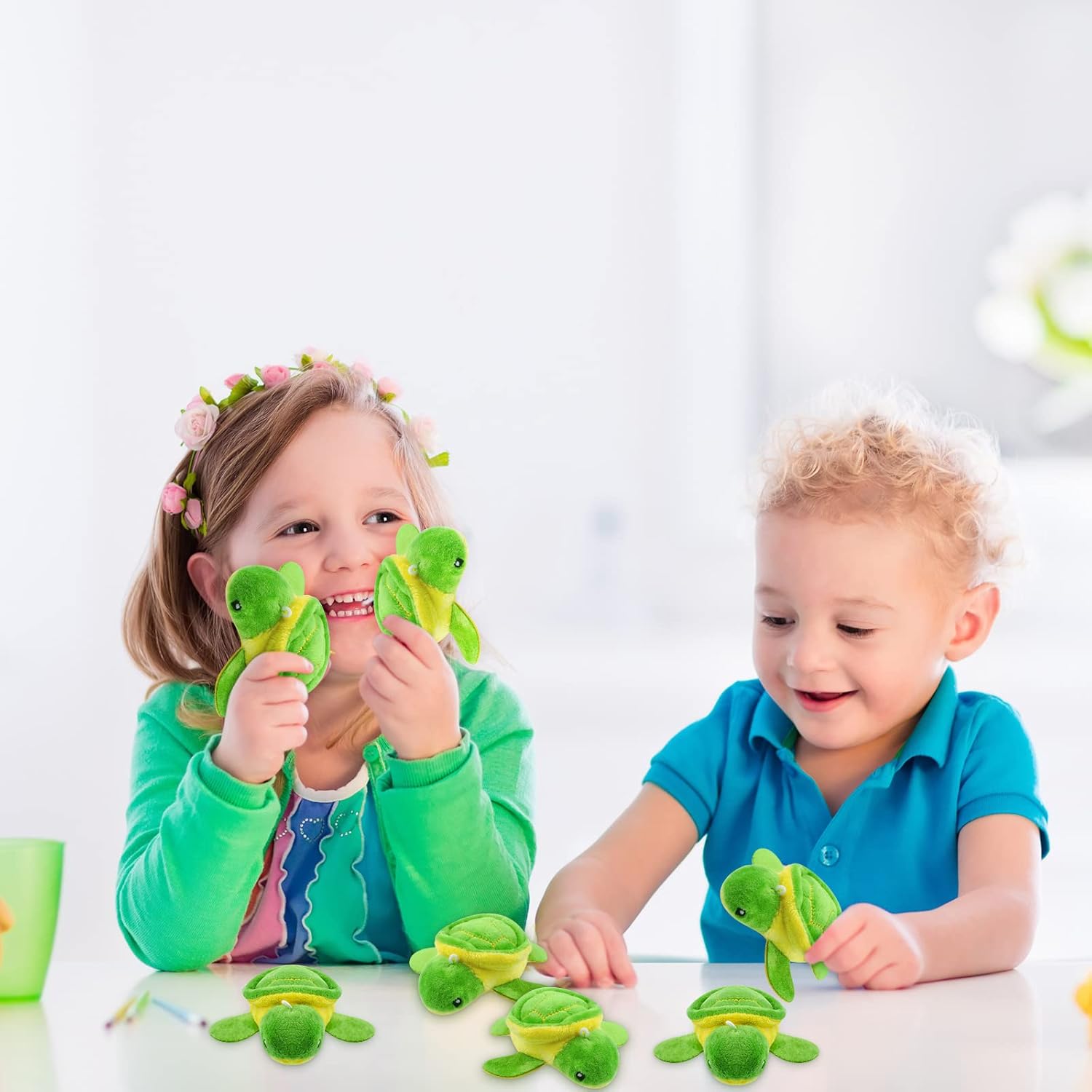 Sotiff Mini Turtle Stuffed Toy Bulk 3.2 Inch Cute Small Turtle Animal Plush Toys Decorations for Kids Adult Birthday Sea Animal Ocean Party Favor Supplies(50 Pieces)