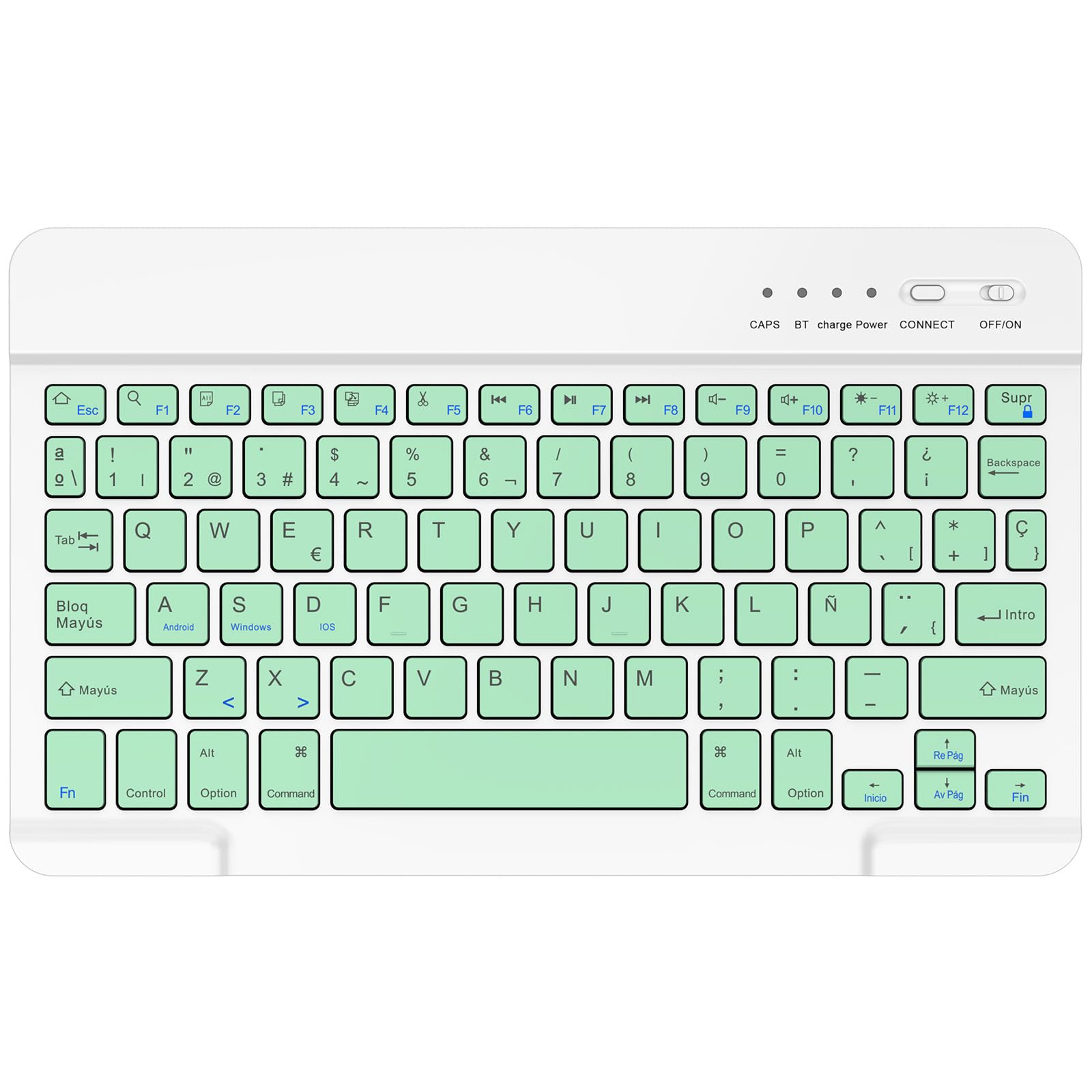 BQSS Teclado Español Ñ Bluetooth, Light Teclado Inalámbrico Portátil, para Tablet, iPad, iPad Air, iPad Pro, iPad Mini, iOS, Android y Windows