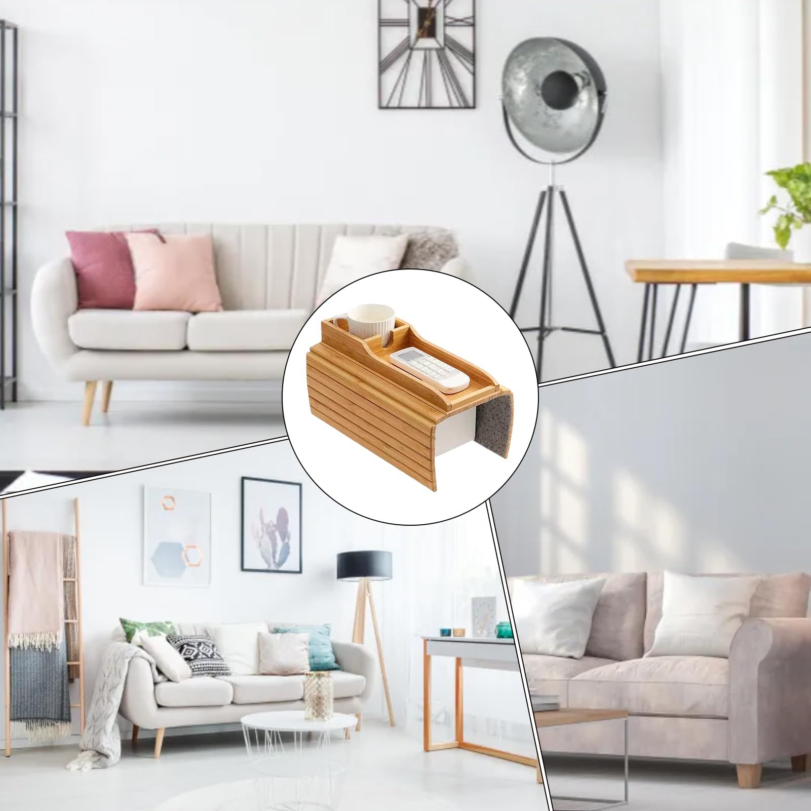 Bandeja plegable para reposabrazos de sofá, para bebidas, aperitivos, mandos a distancia y objetos pequeños, versátil soporte para tazas de sofá y solución de almacenamiento para sala de estar