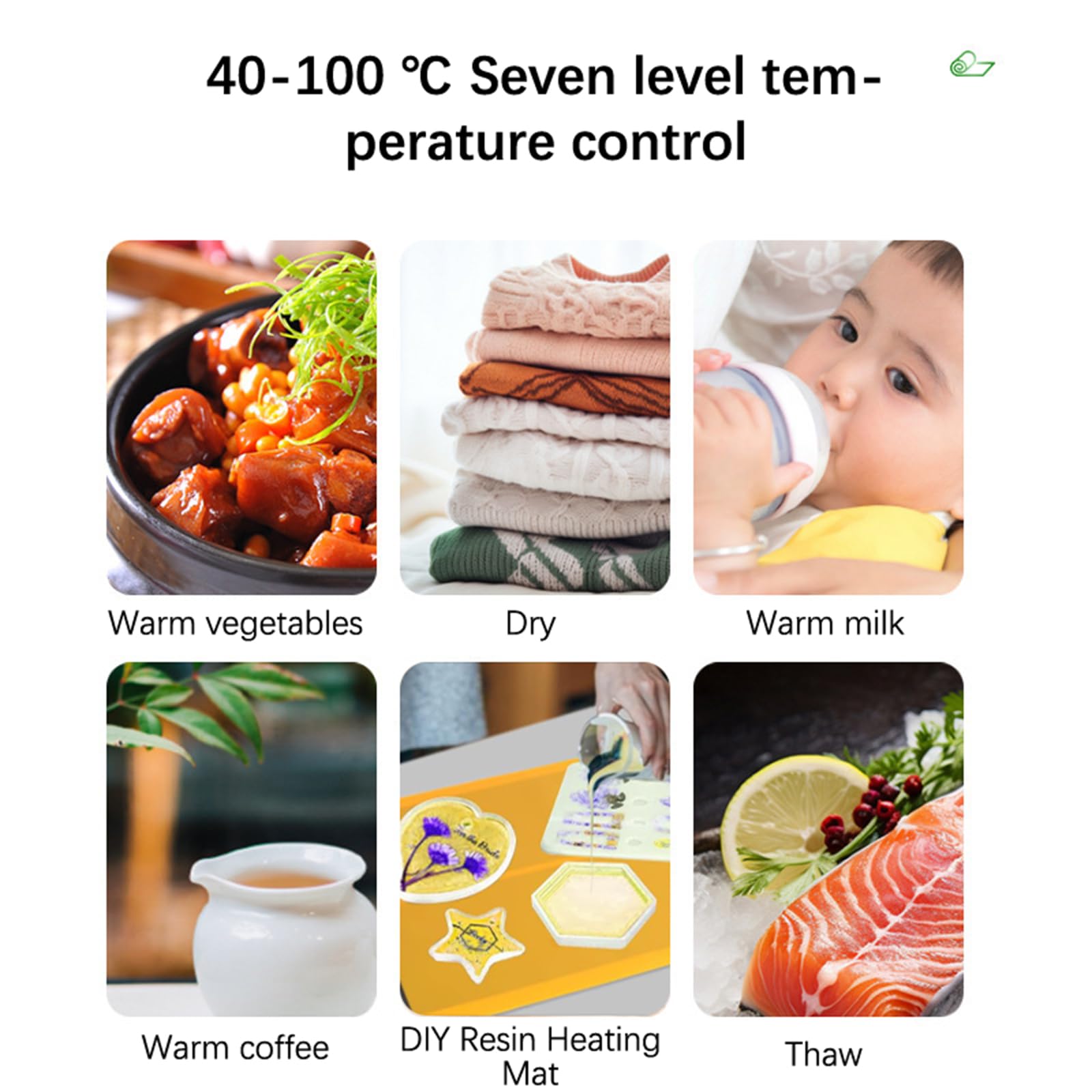 Bandeja calefactora eléctrica con temperatura ajustable 2024 Nueva actualización Bandeja calefactora eléctrica Calentador de alimentos plegable Bandejas calefactoras eléctricas de silicona de calentam