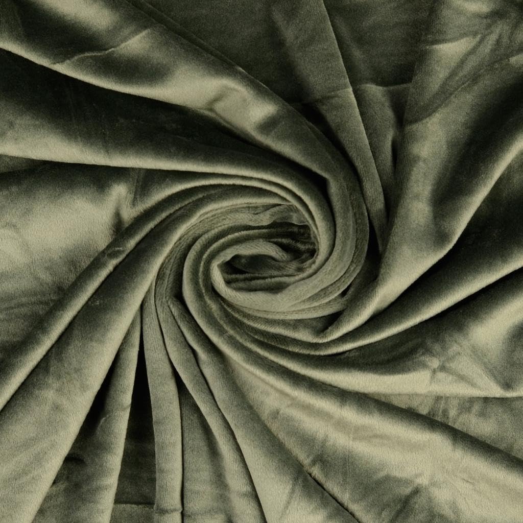 Squish Cuddle Fleece Velour Fabric Material Olive Green 1MTR