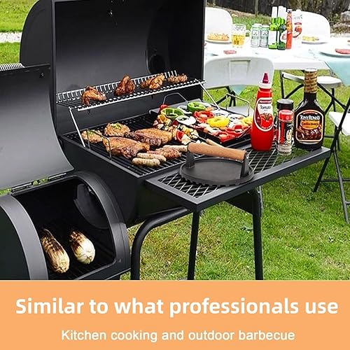 Miniatura 7 de Burger Press for Smash, Smash Burger Press 7" Round Burger Press for Smash Burgers or Bacon, Heavy-Duty Cast Iron Smash Meat Steak With Wood Handle