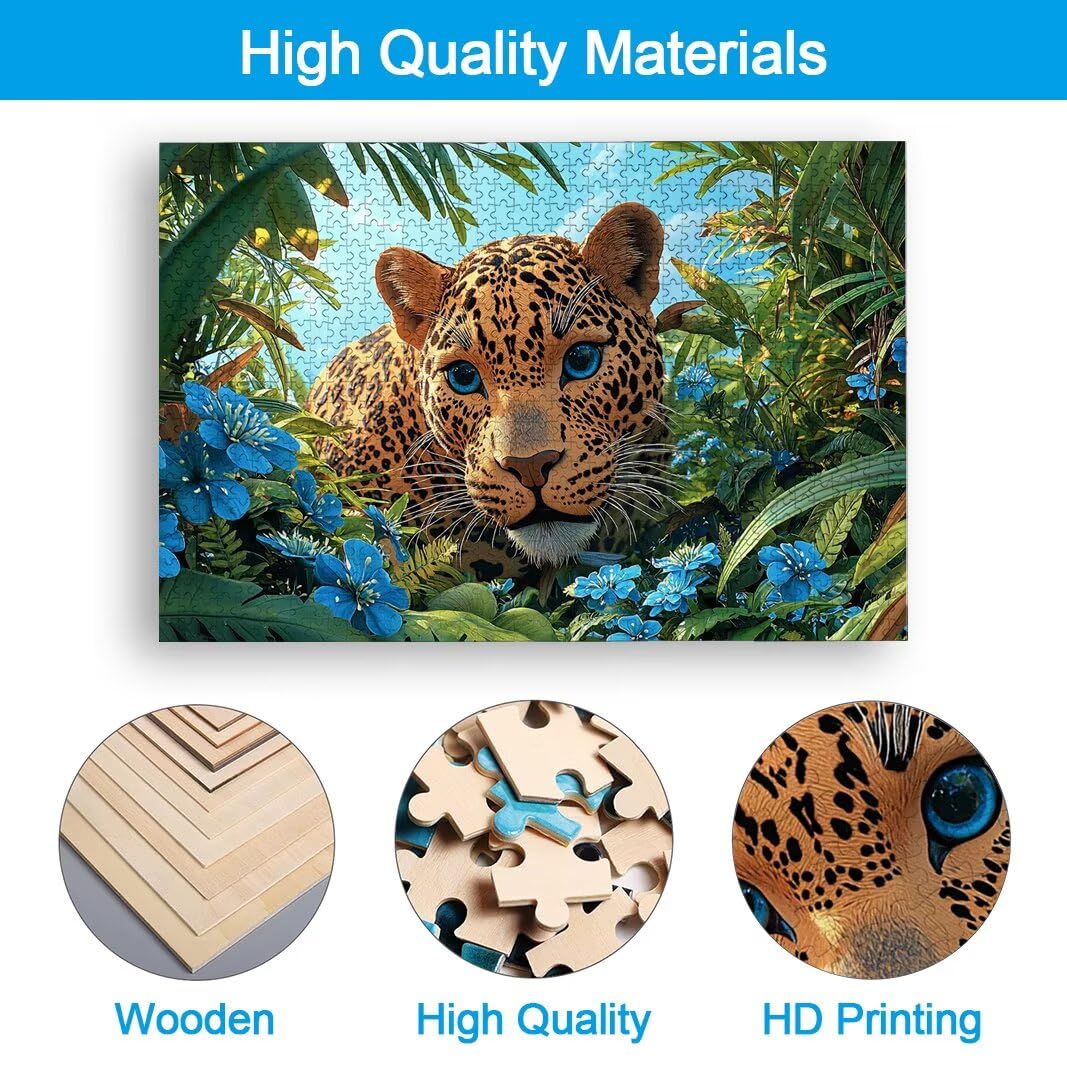 Puzzle 5000 Piezas, Puzzle Leopardo de Madera para Adultos, Regalos -2618