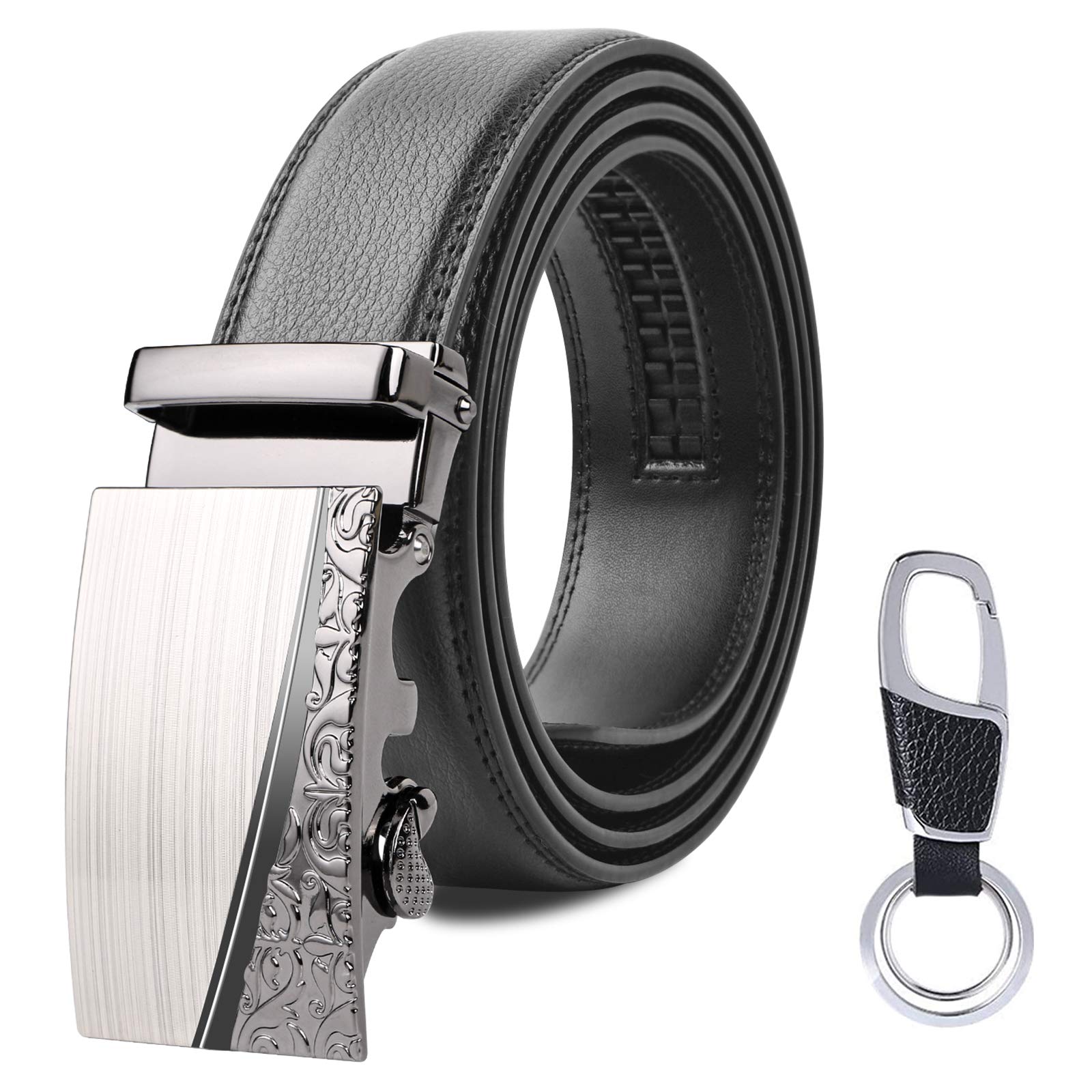 flintronic Cintura da Uomo in Pelle con Fibbia Automatica, Moda Cintura a Cricchetto
