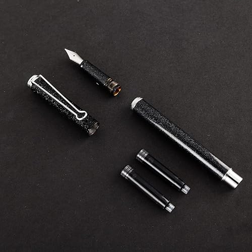 Vista 12 de AIHAO Pluma estilográfica recargable, punta fina, pluma estilográfica de metal con caja de regalo, tinta negra, 2 cartuchos de tinta en un juego
