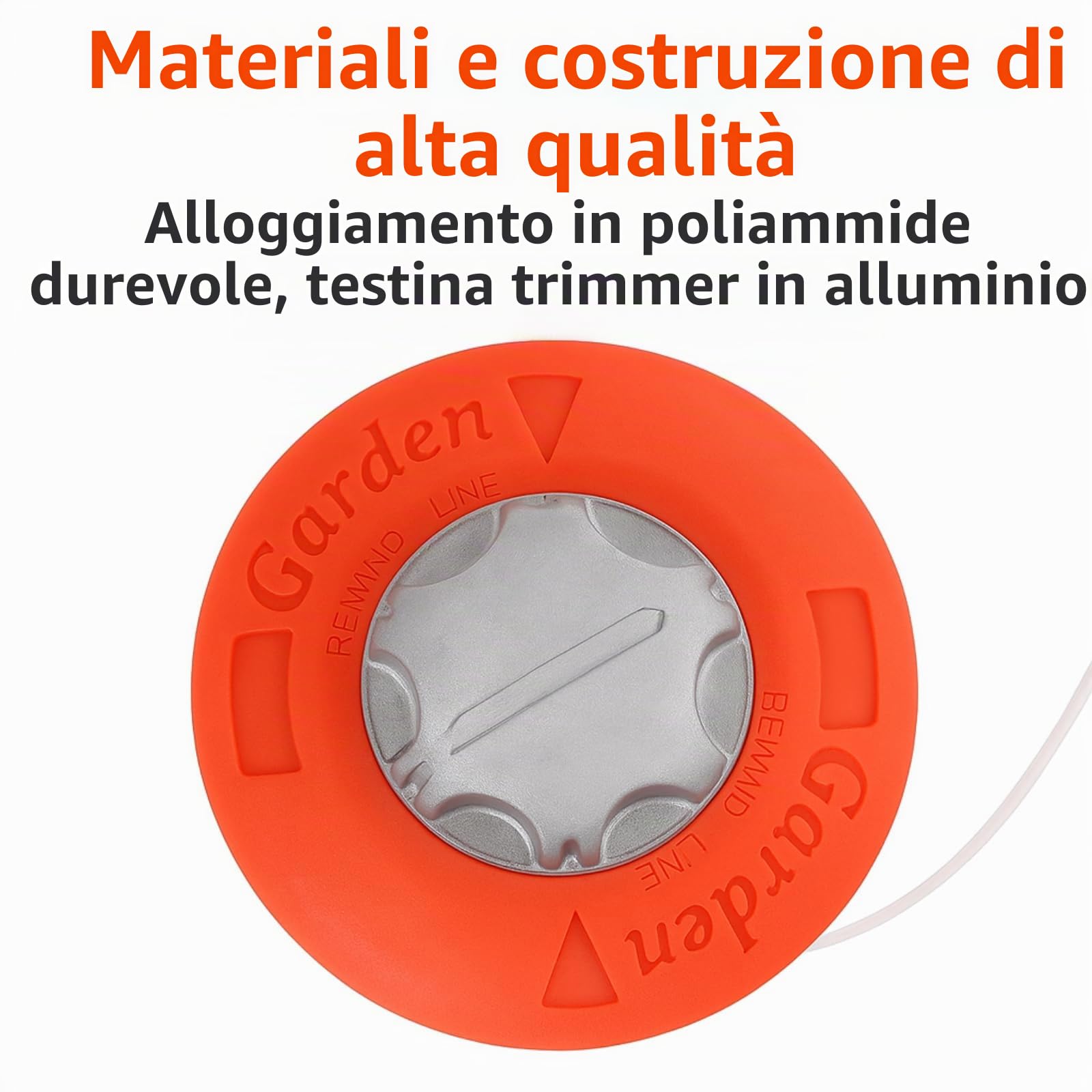Poweka Testina di Ricambio Universale per decespugliatore M10 x 1,25 per Tosaerba in Nylon Alluminio,Arancia
