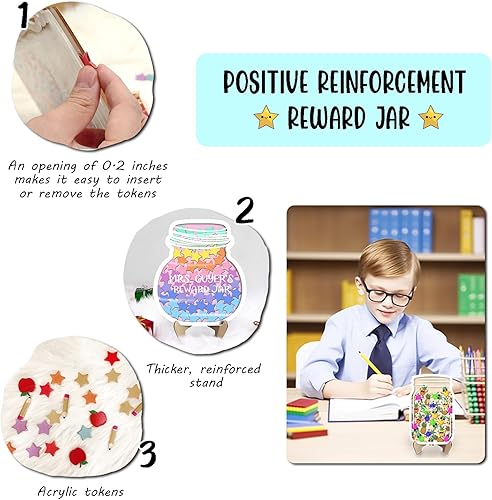 Miniatura 3 de Tarro de recompensa magnético personalizado con estrellas pastel para estudiantes, tabla de anuncios, preciosa herramienta de gestión de aula, idea