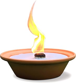 Hyoola 5 Hour Outdoor Firebowl Candle - Unscented Large Flame Wick in Terra Cotta Bowl - Insect and Mosquito Repellent Effect - for Table, Patio, Yard, Camping, Outdoors - Blue.
