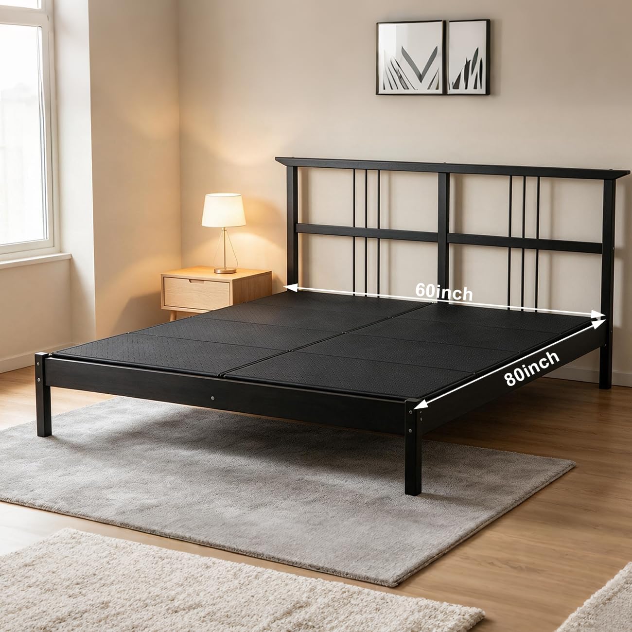 Queen Size Bunkie Board 10mm (60'' x 80''), Heavy Duty Under Mattress Support with Ties, Non-slip Silicone, Noise-Free, Ultra-Low Breathable Support Bunkie Board for Platform, Slatted Bed Frame