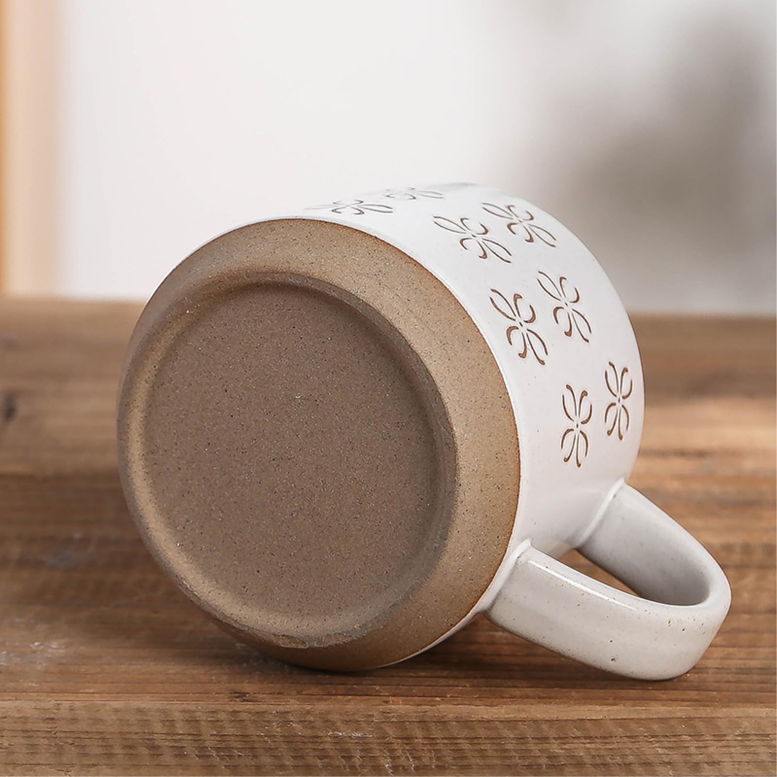 Taza de café retro de cerámica de 450 ml, taza de desayuno para el hogar, color blanco