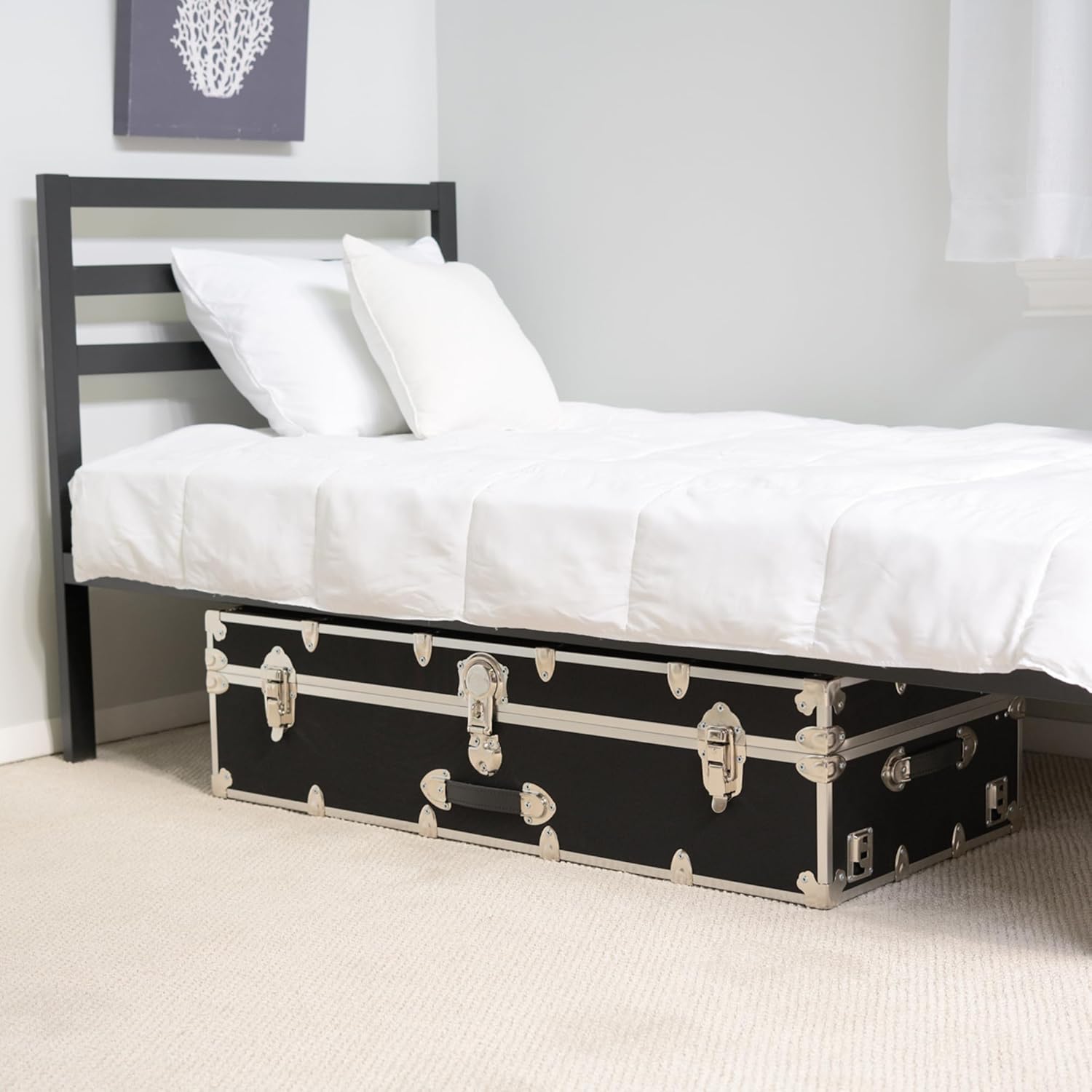 Rhino Trunk & Case Aromatic Cedar Trundle Trunk - 44”x20”x12” Home Storage Chest Trunk With Wheels - USA Made Secure Under Bed Footlocker for Clothes, Blankets & Pillows - Underbed Shoe Storage Box