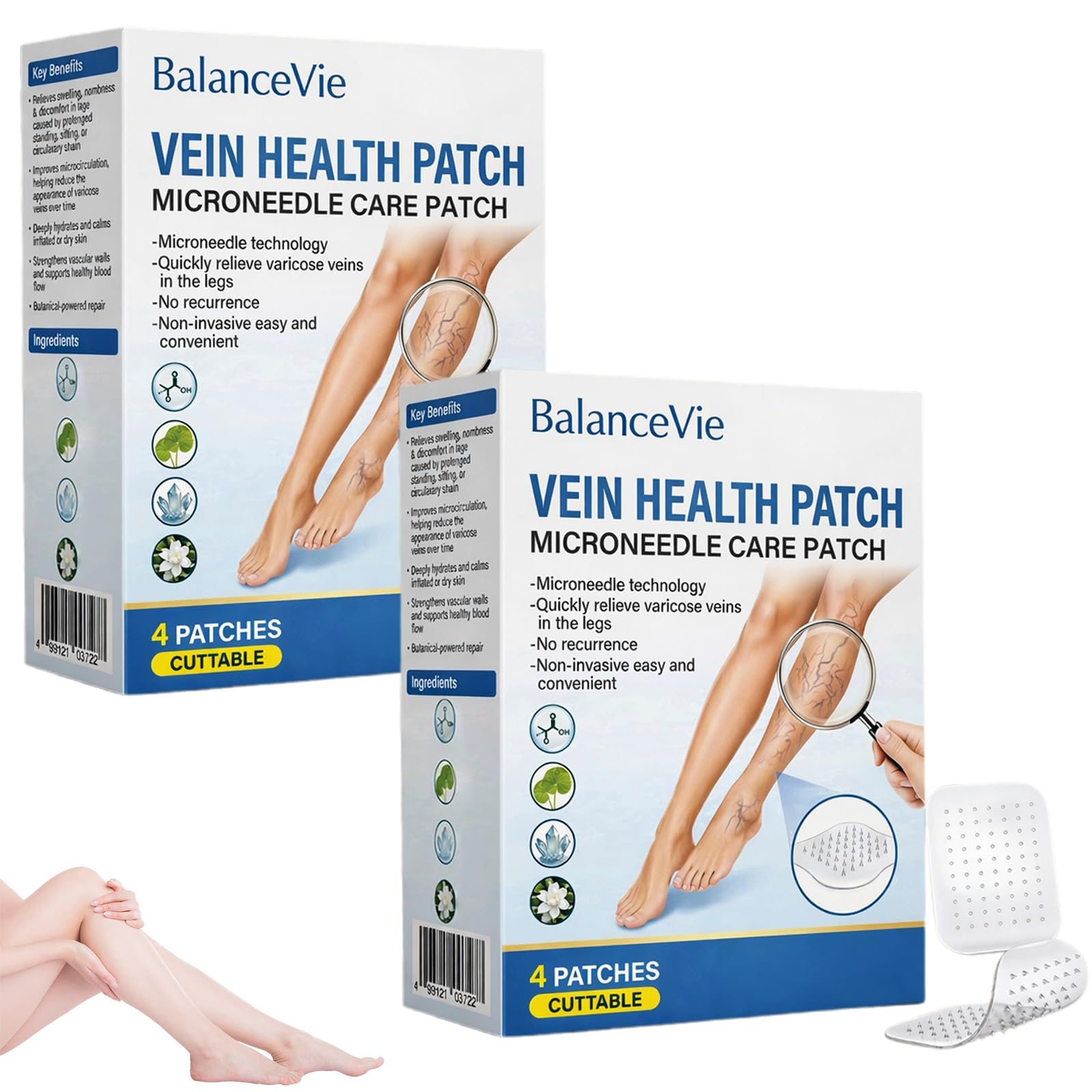 BalanceVie Vein Health MicroneedleCare Patch, BalanceVie Mikronadel Pflaster, 2026 Fortschrittliche Vein Repair Patches, Natürliche Inhaltsstoffe, für Alle Hauttypen，2 PCS