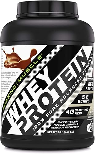 Vista 4 de Amazing Muscle - Proteína aislada y concentrada de suero de leche, 0.88 oz por suplemento de porción, sabor avellana, 2 libras (2.0 lbs) Sin OMG