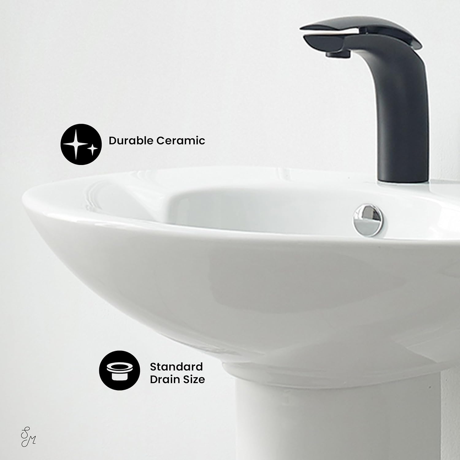 Swiss Madison SM-PS309 Plaisir Rounded Basin Pedestal Sink