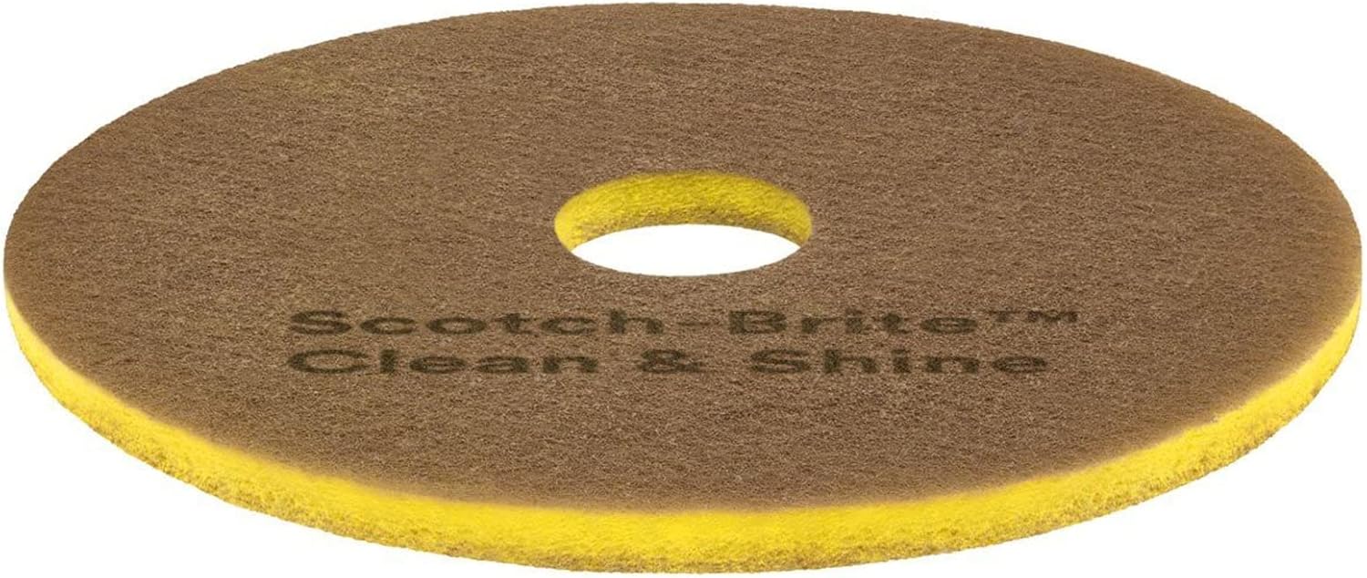 Scotch-Brite™ Clean & Shine Floor Pads, 14", Yellow/Gold, Case of 5