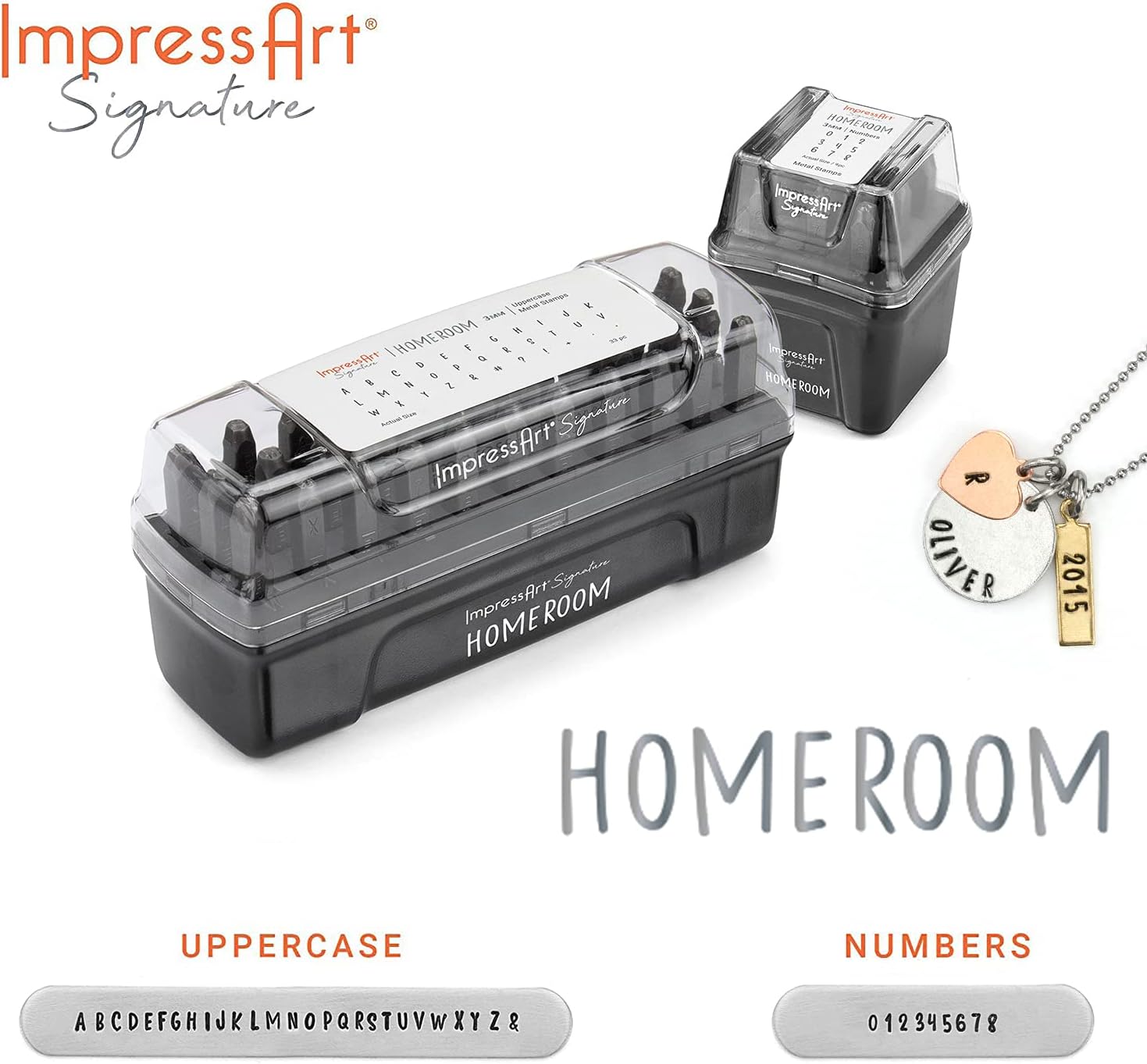 ImpressArt - Signature Homeroom Metal Stamp Set, Letters Uppercase & Numbers Bundle