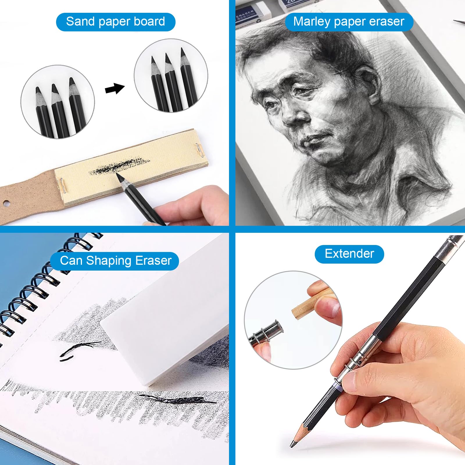 UCAMP Kit da disegno 35 pezzi con matite per artisti, set professionale con borsa per principianti