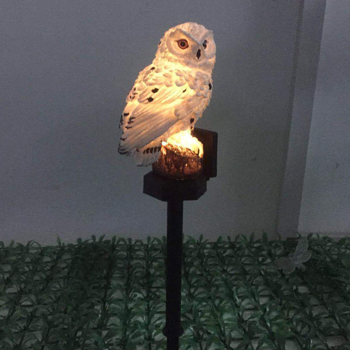 Queen.Y Solarna lampa ogrodowa LED, kształt sowy, lampa do trawnika, wodoszczelna, solarna lampa LED, oświetlenie zewnętrzne, lampka nocna, energooszczędna, na trawnik, podwórko, ornament,
