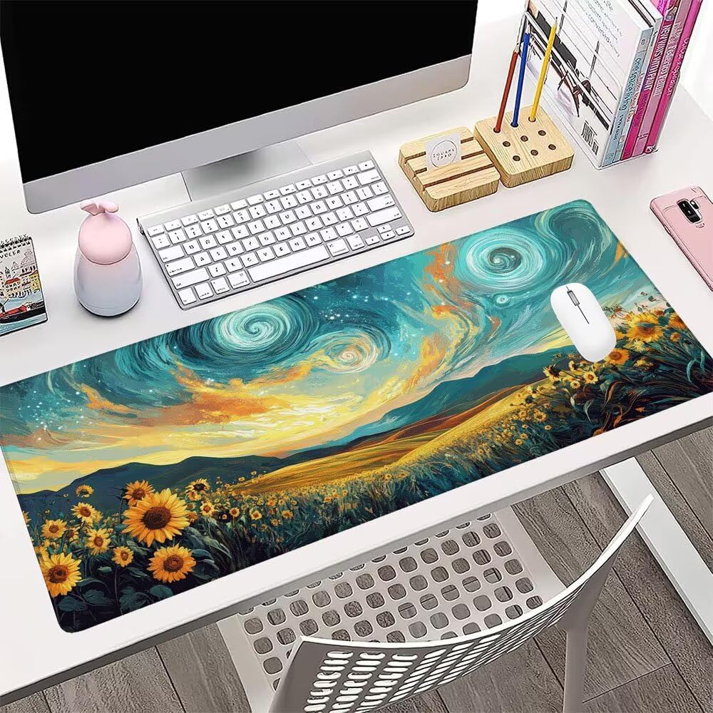 Alfombrilla de Mouse para Juegos, Blu, XXL, Antideslizante, Impermeable, Diseño de Cielo stellato, Extendido, Grande, 1400x600x3mm, para PC, Laptop, Ufficio, Famiglia d-857