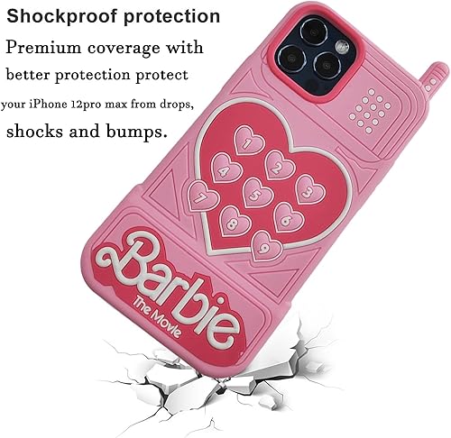 Miniatura 3 de Funda adecuada para iPhone 12 Pro Max, bonita forma de teléfono rosa, silicona suave, TPU a prueba de golpes, funda protectora para iPhone 12 Pro