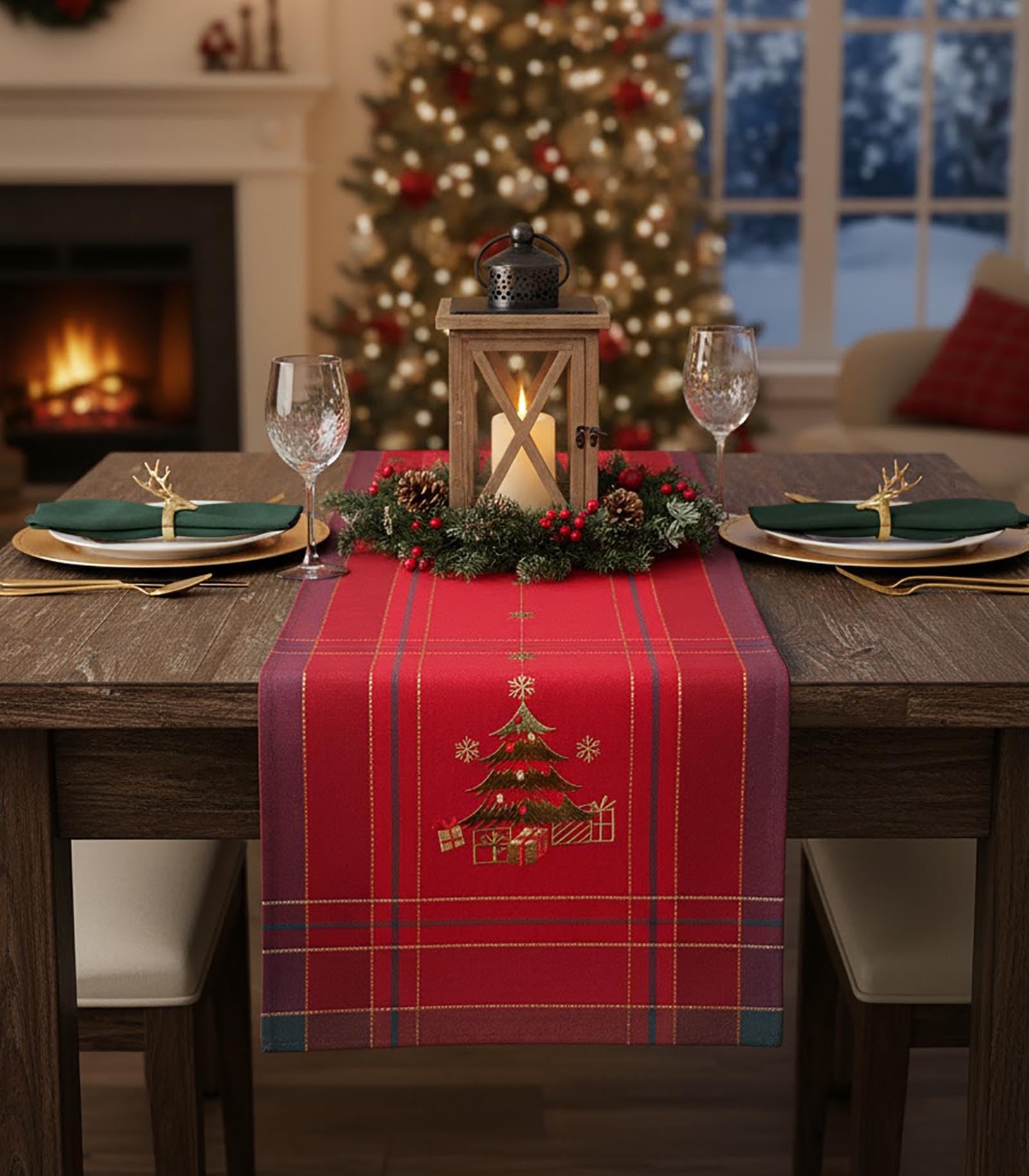 Chemin De Table De Noël - 40 X 140 Cm - Moderne - Sapin De Noël