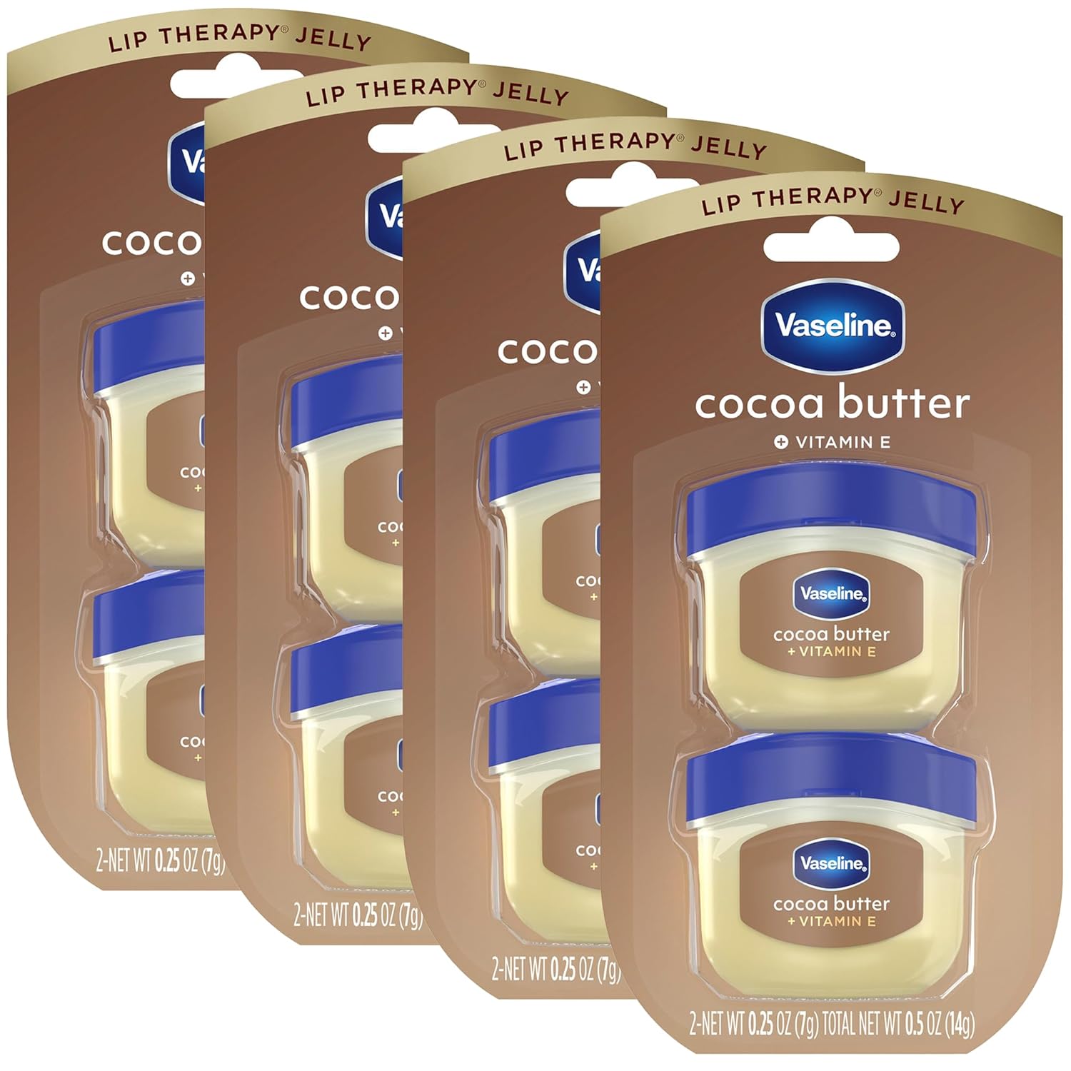 Vaseline Lip Therapy Cocoa Butter 8-Pack – Mini Lip Balms for Soft, Glowing Lips, 0.25 Oz Ea