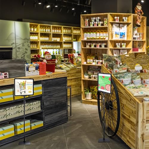 Miniatura 7 de Jutom Paquete de 6 soportes de pedestal ajustables de 8.5 x 11 pulgadas, soporte de aluminio resistente para letreros verticales y horizontales,