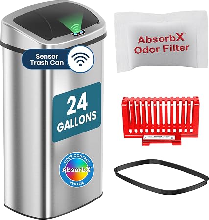 iTouchless 24 Gallon Extra Large Touchless Sensor Trash Can, Commercial