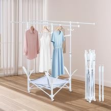 Foldable Clothes Drying Rack with Extendable Rod and Wheels