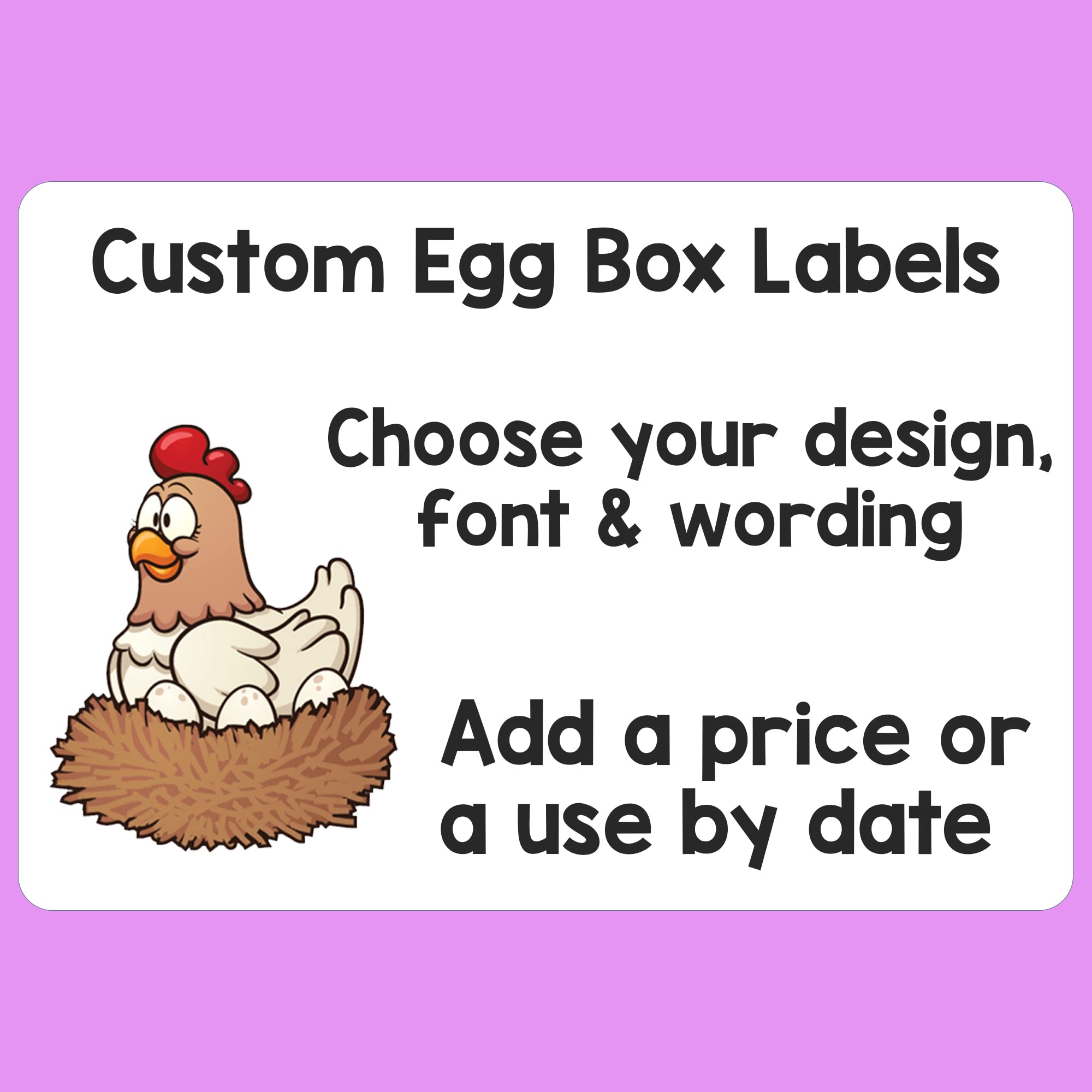 Personalised Egg Box Labels Custom Egg Boxes Printed Sticky Labels Chicken Hen (10 Sheets (180 Labels))